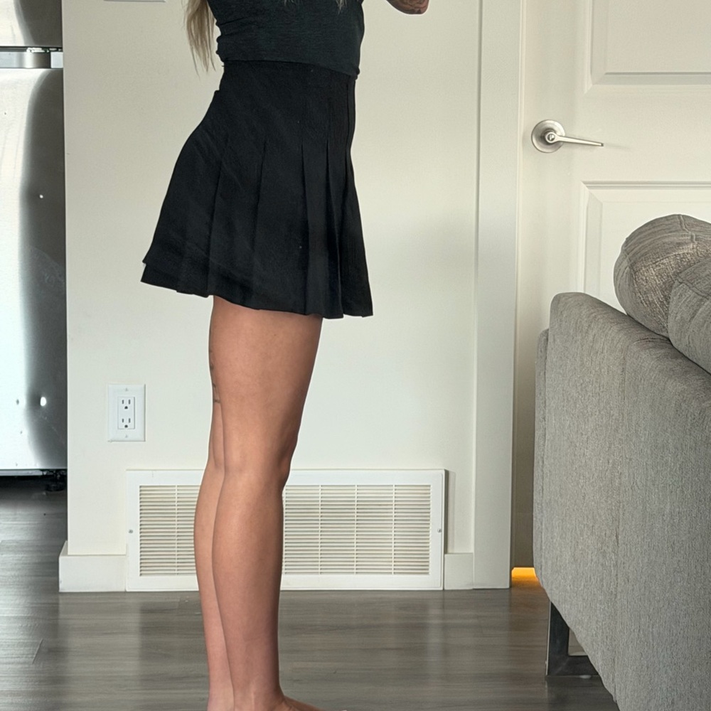 Divided Black Pleated Mini Skirt - Picture 2 of 3